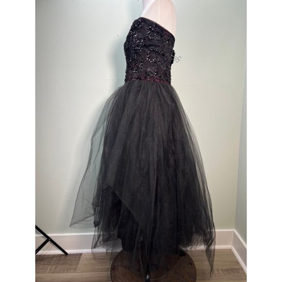 Vintage Gunne Sax Dress Jessica Mcclintock Womens 9 Black Tulle Sequins Gothic - Picture 3 of 12